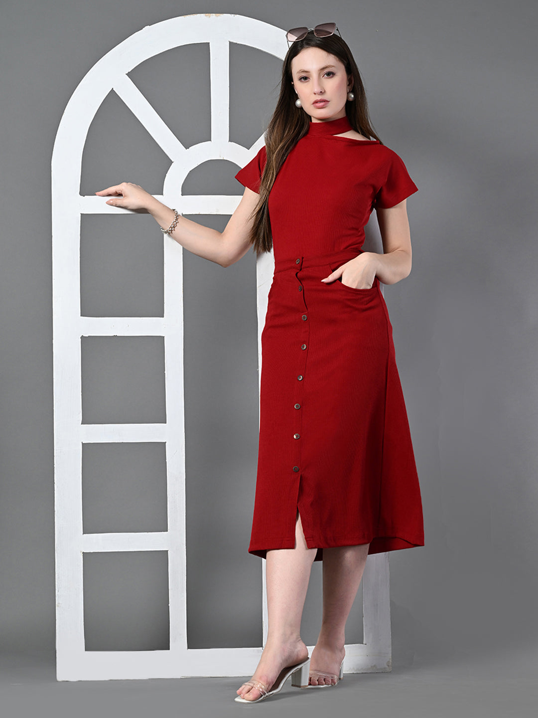 Myshka Women's Maroon colour Co-ord set