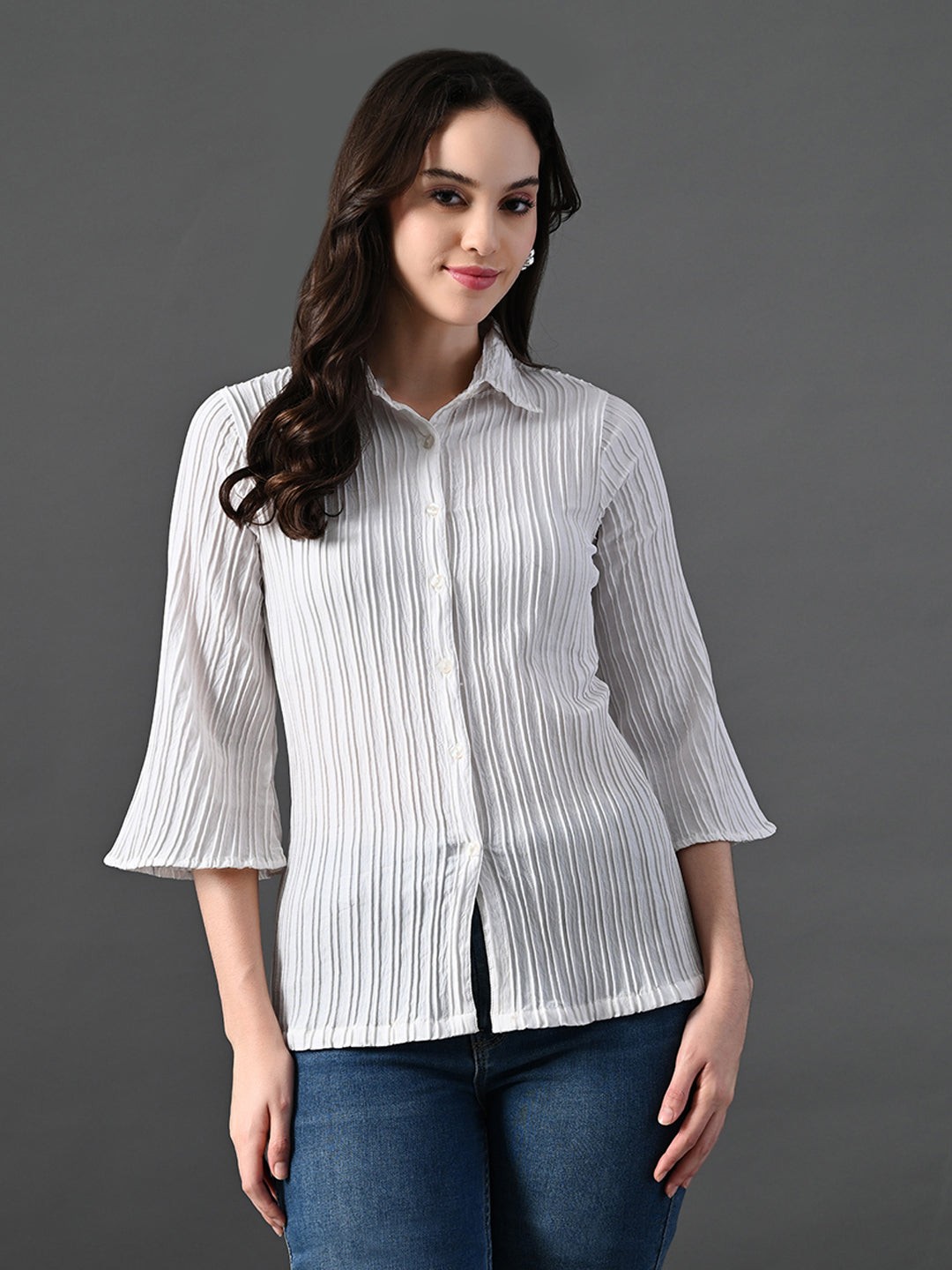 Myshka Women's Green Pleated Top