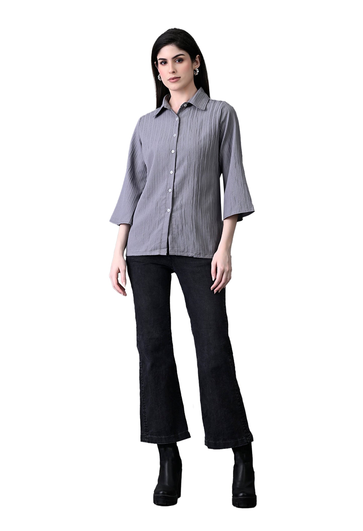 Myshka Women's Grey Pleated Top