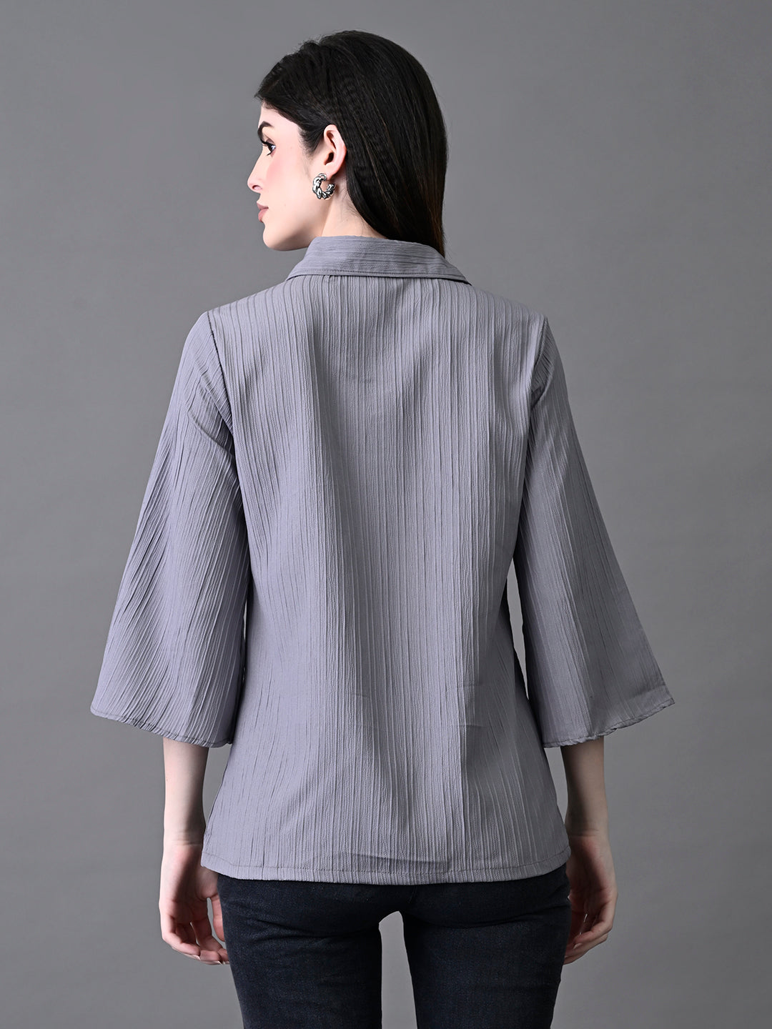 Myshka Women's Grey Pleated Top