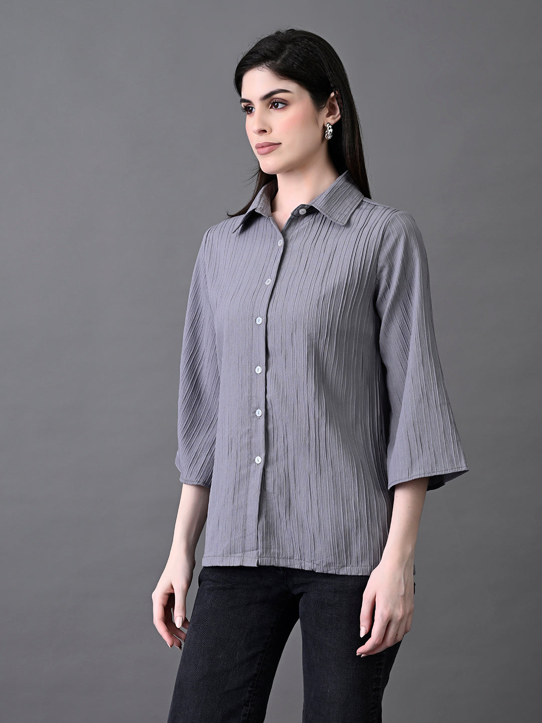 Myshka Women's Grey Pleated Top