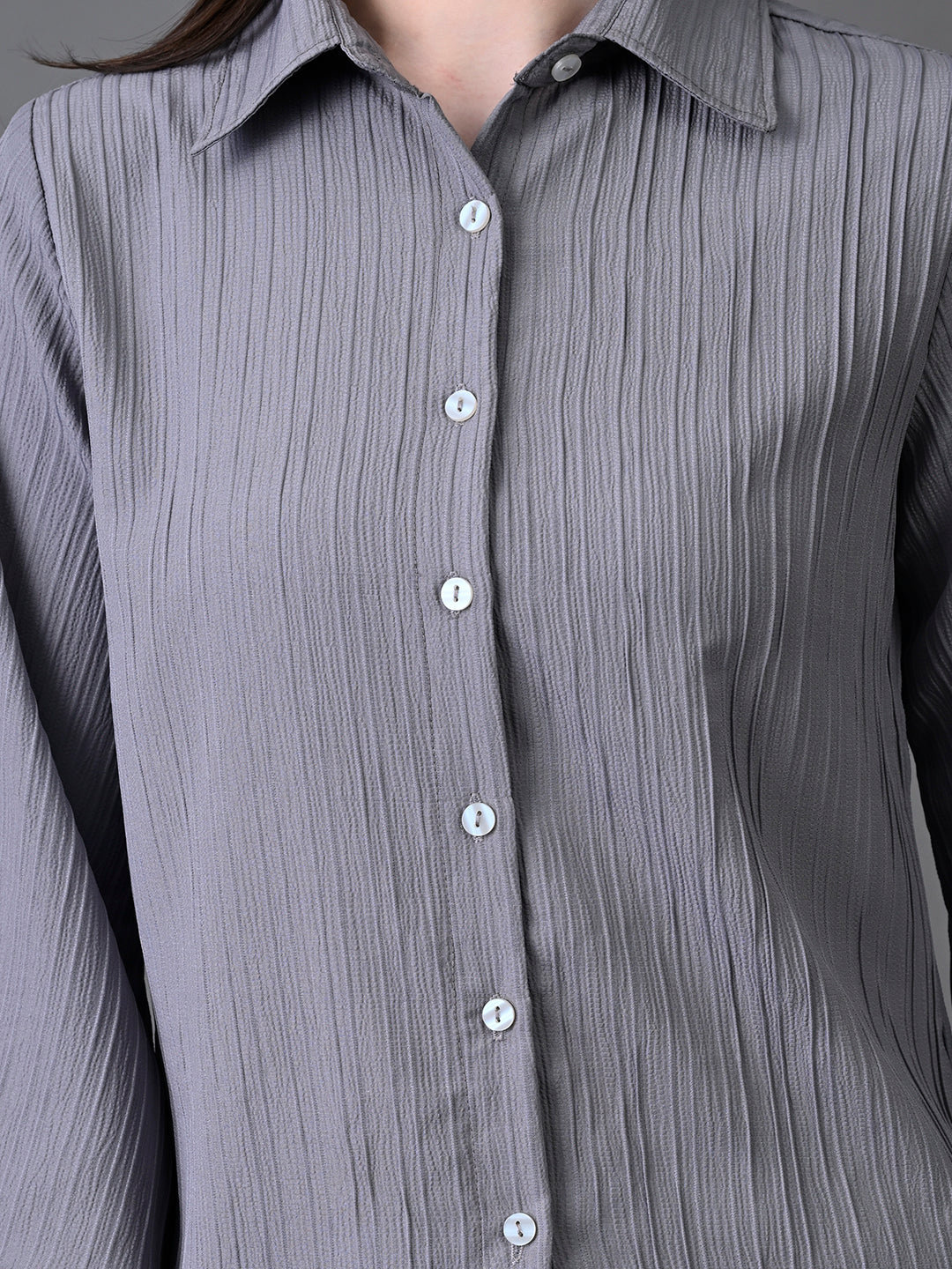 Myshka Women's Grey Pleated Top