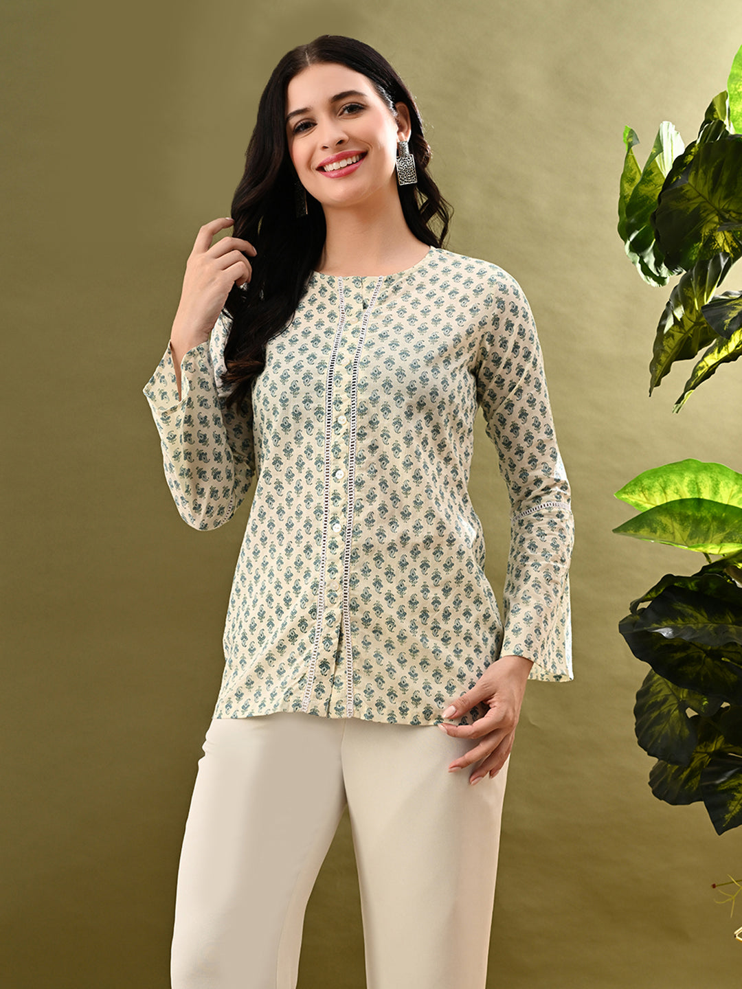Myshka Women's Multi Printed Tunic With Lace