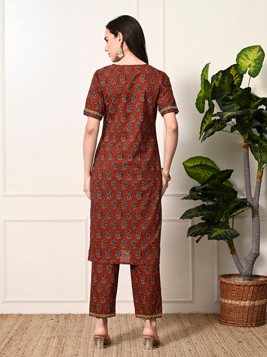 Myshka Women's Cotton Red Printed Kurta Set