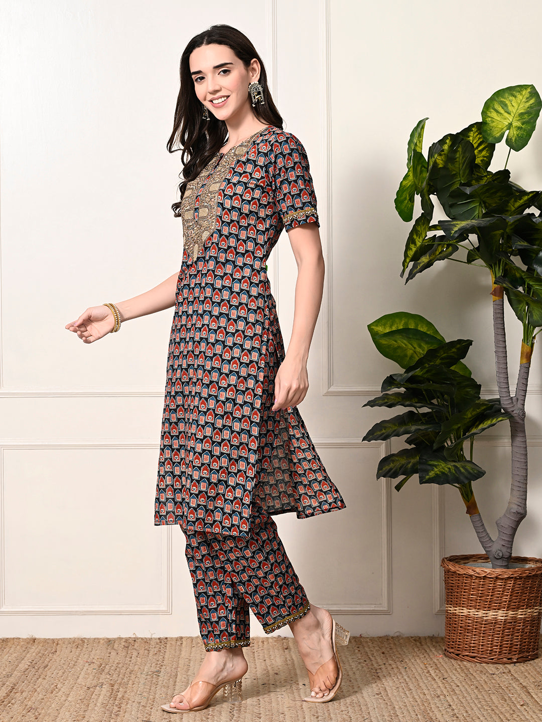 Myshka Women's Cotton Printed Kurta Set
