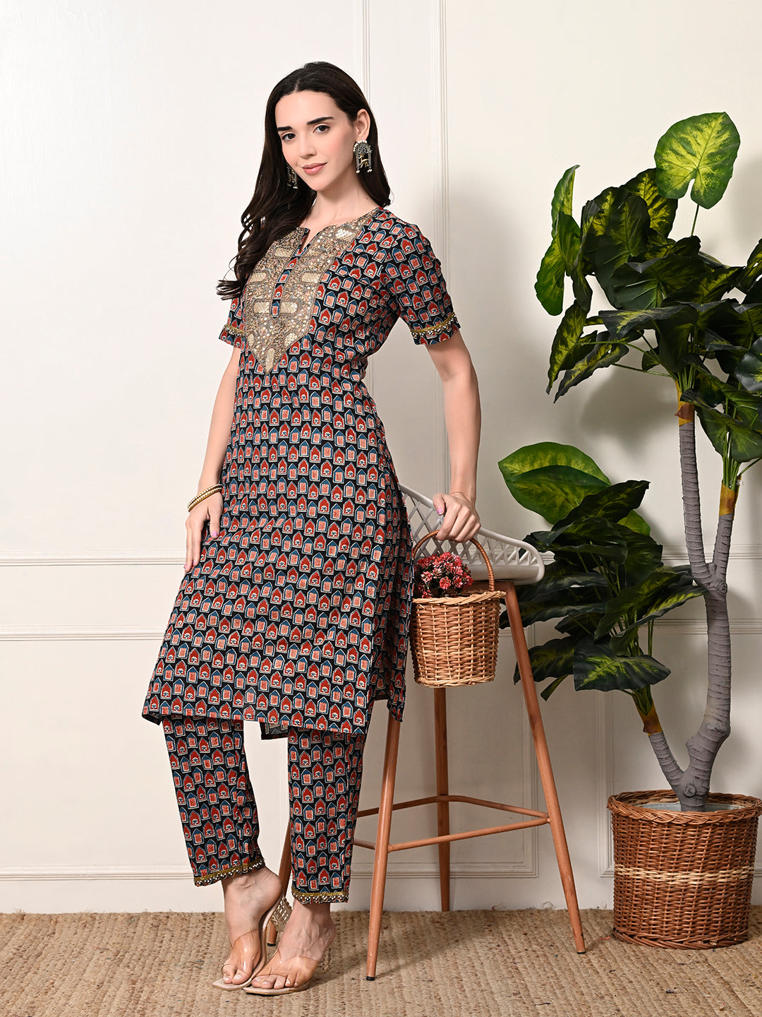 Myshka Women's Cotton Printed Kurta Set