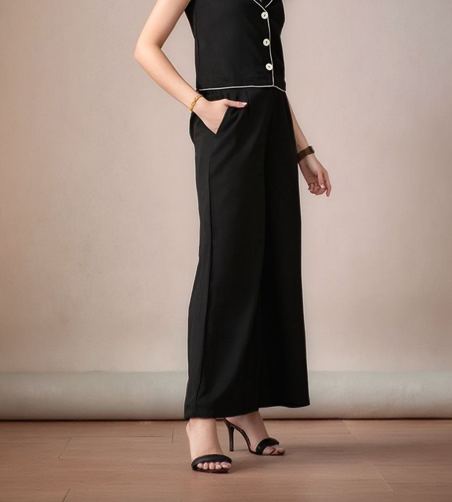 Myshka Women Black Formal Flared Trouser