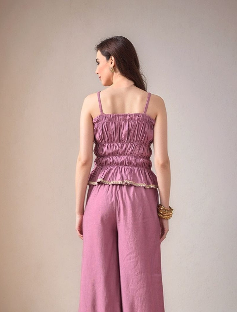 Myshka Women Lavender Laced Tube Top Shoulder Strap