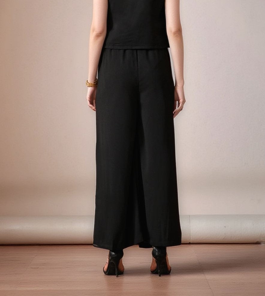 Myshka Women Black Formal Flared Trouser