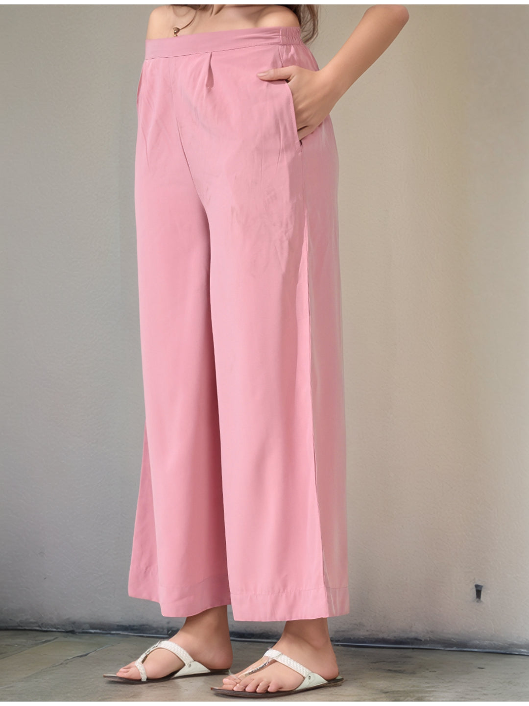 Myshka Women Embroidered Calf Length Pink Kurta With Palazzo