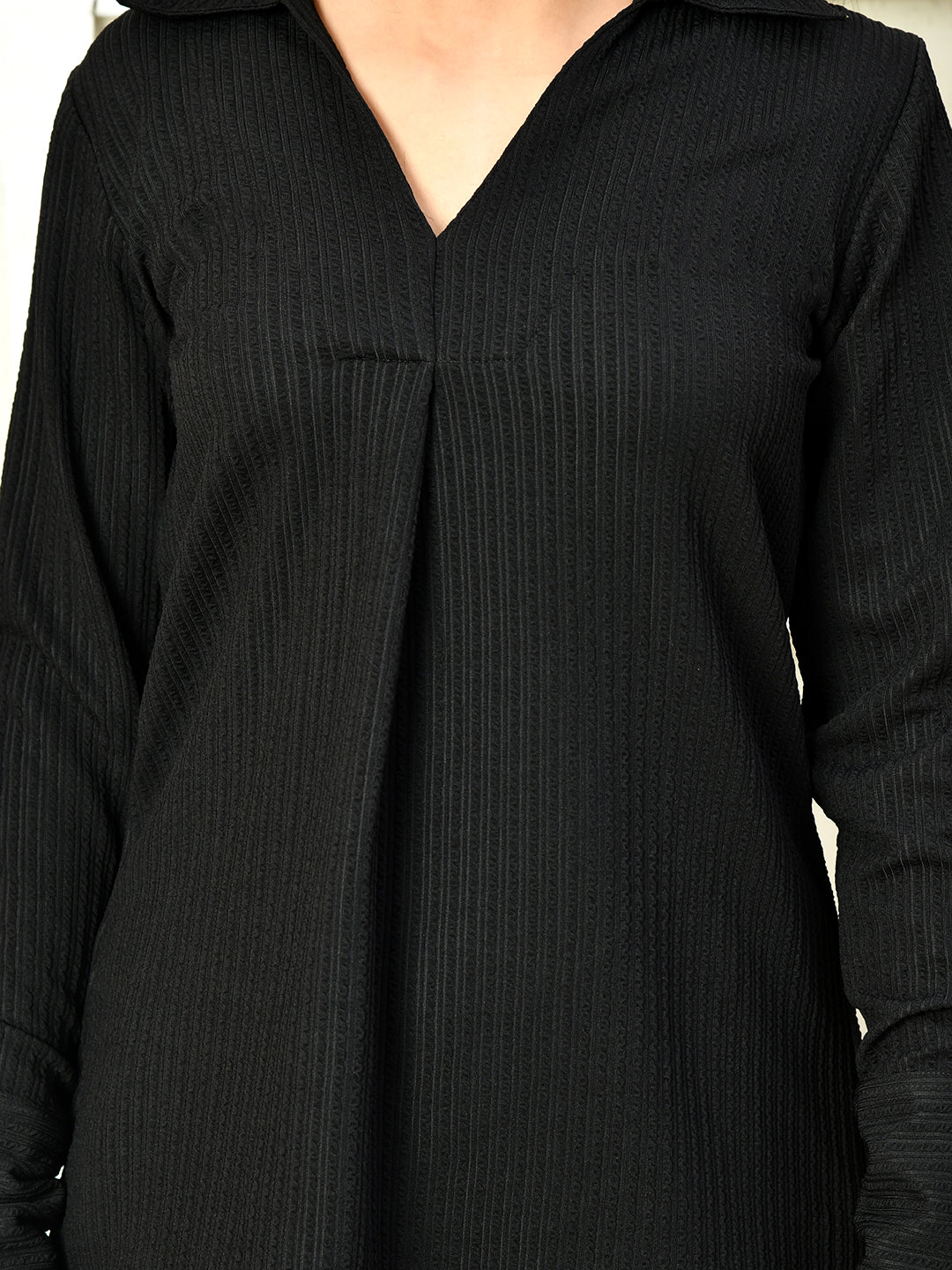 Myshka Girls Black Solid Polyester Top With Trouser