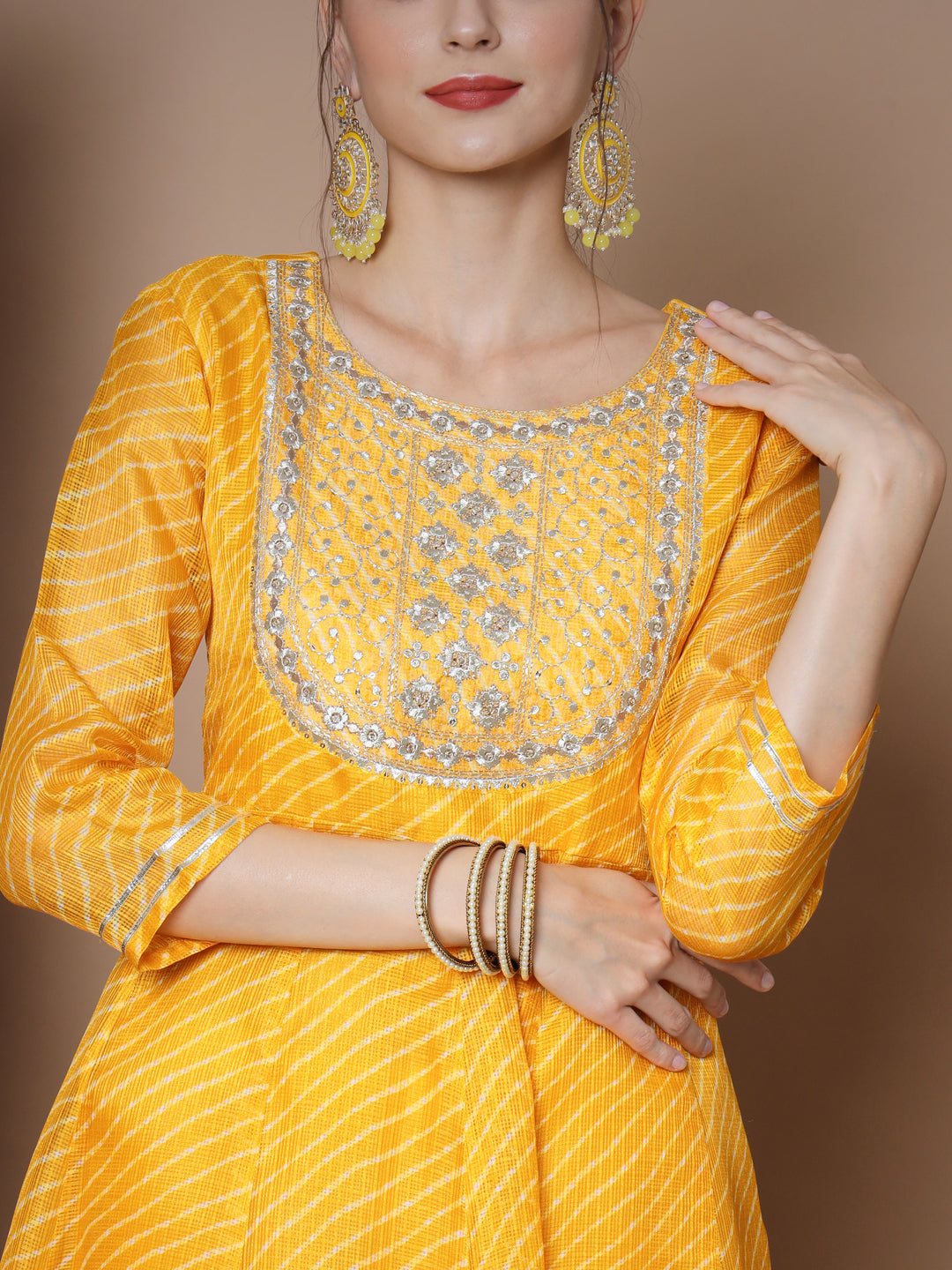 Women's Yellow Anarkali Kurta Myshka