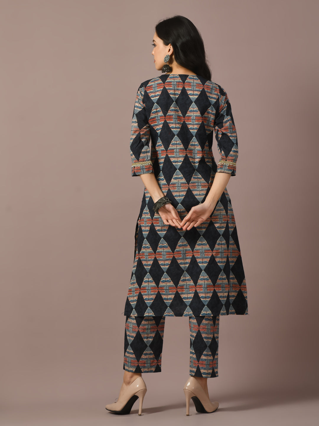 Women's Multi Printed Cotton Straight Party Kurta Sets - Myshka