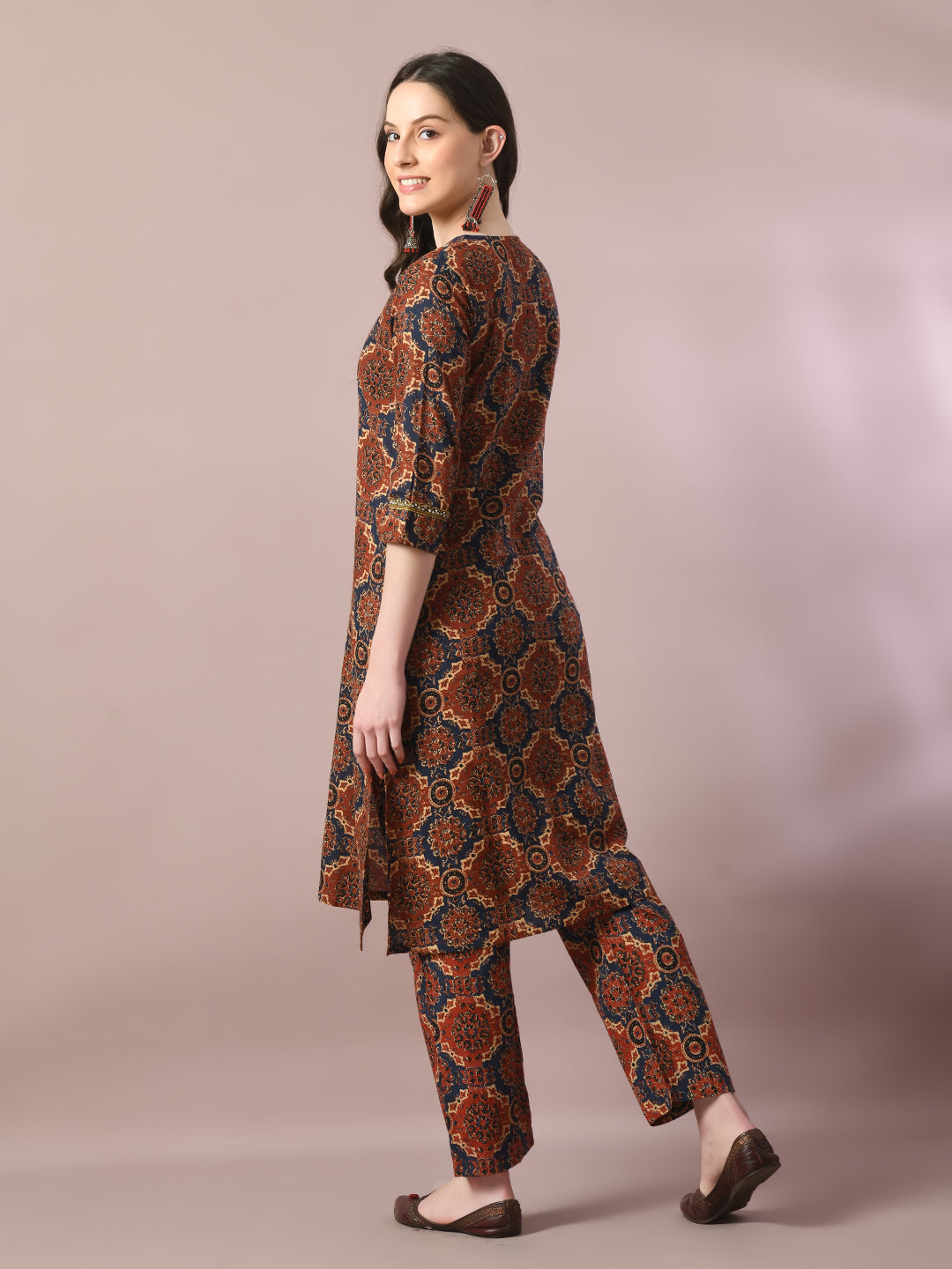 Women's Multi Printed Cotton Straight Party Kurta Sets - Myshka