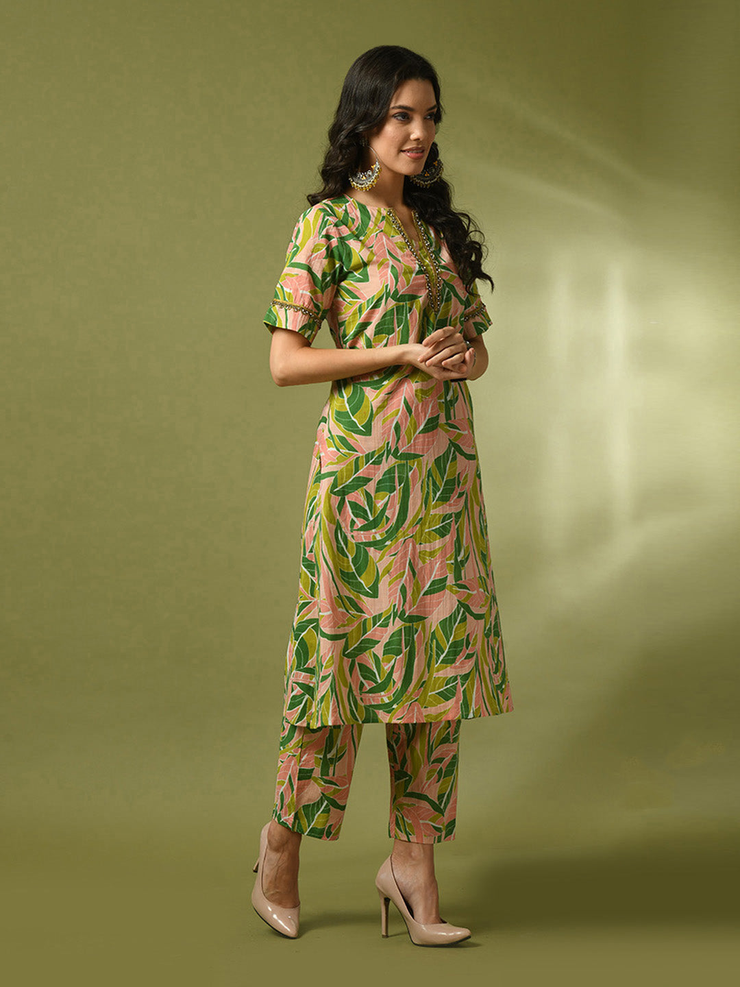 Women's Multi Printed Cotton Straight Party Kurta Sets - Myshka