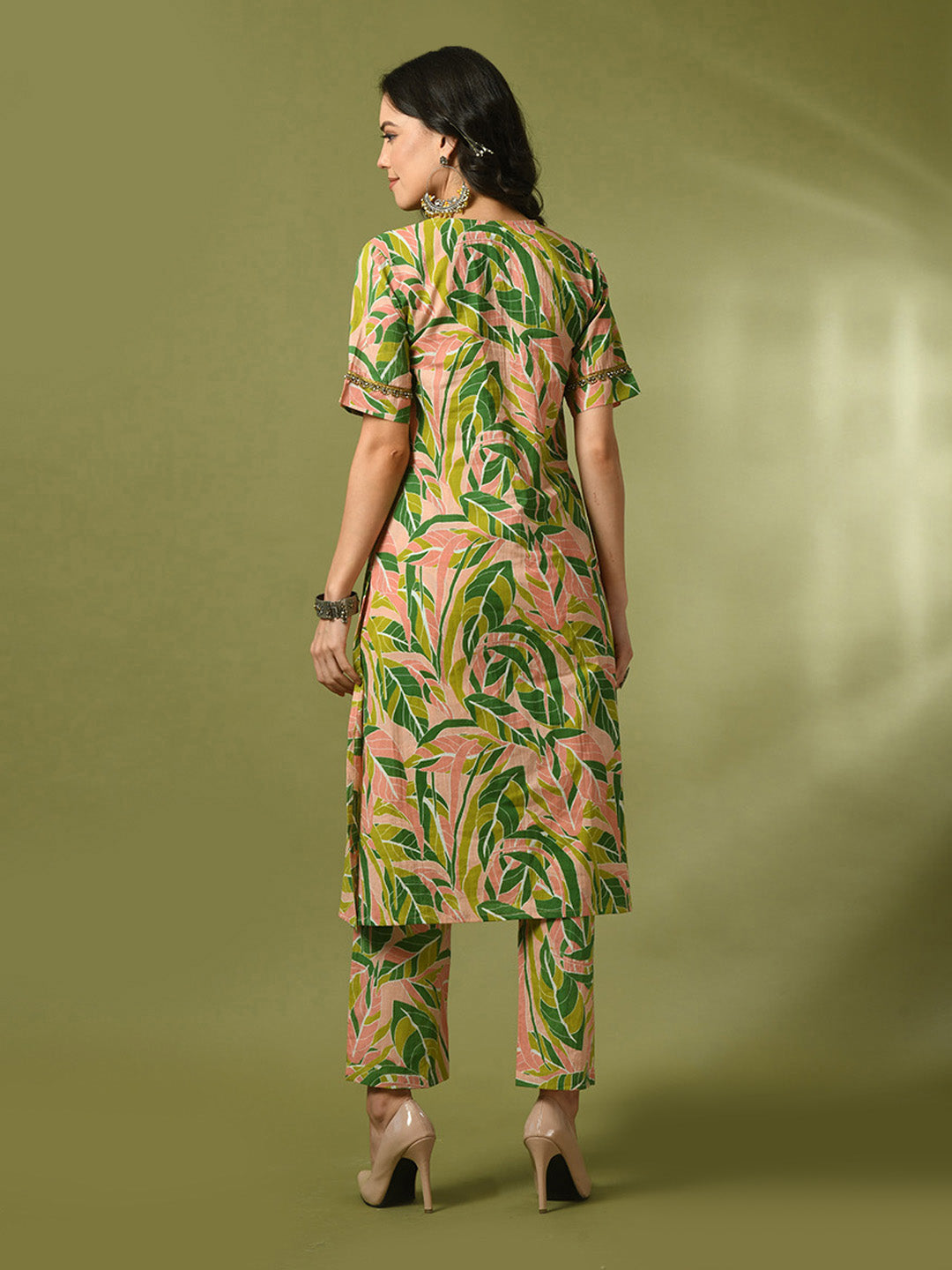 Women's Multi Printed Cotton Straight Party Kurta Sets - Myshka