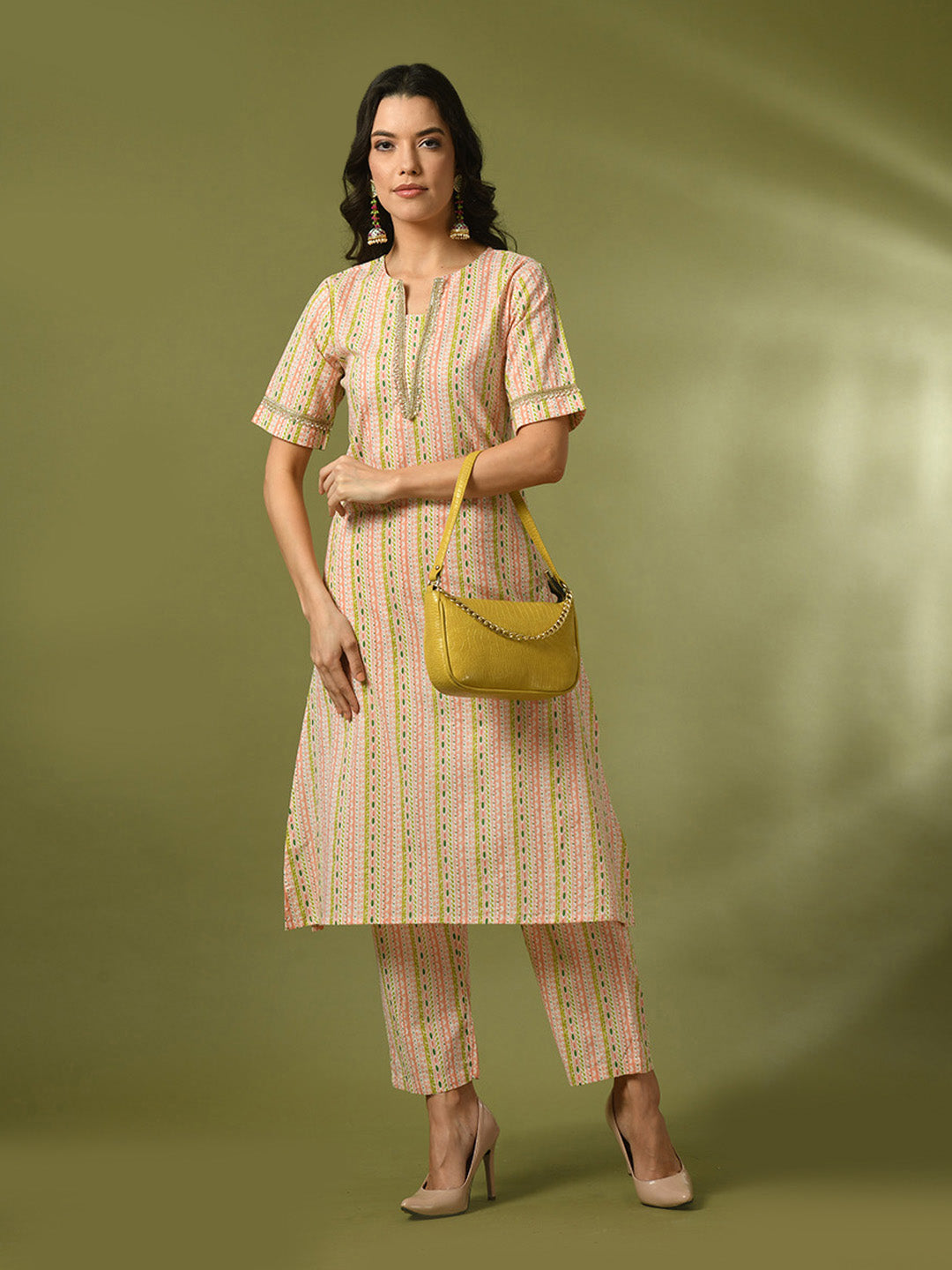 Women's Multi Printed Cotton Straight Party Kurta Sets - Myshka