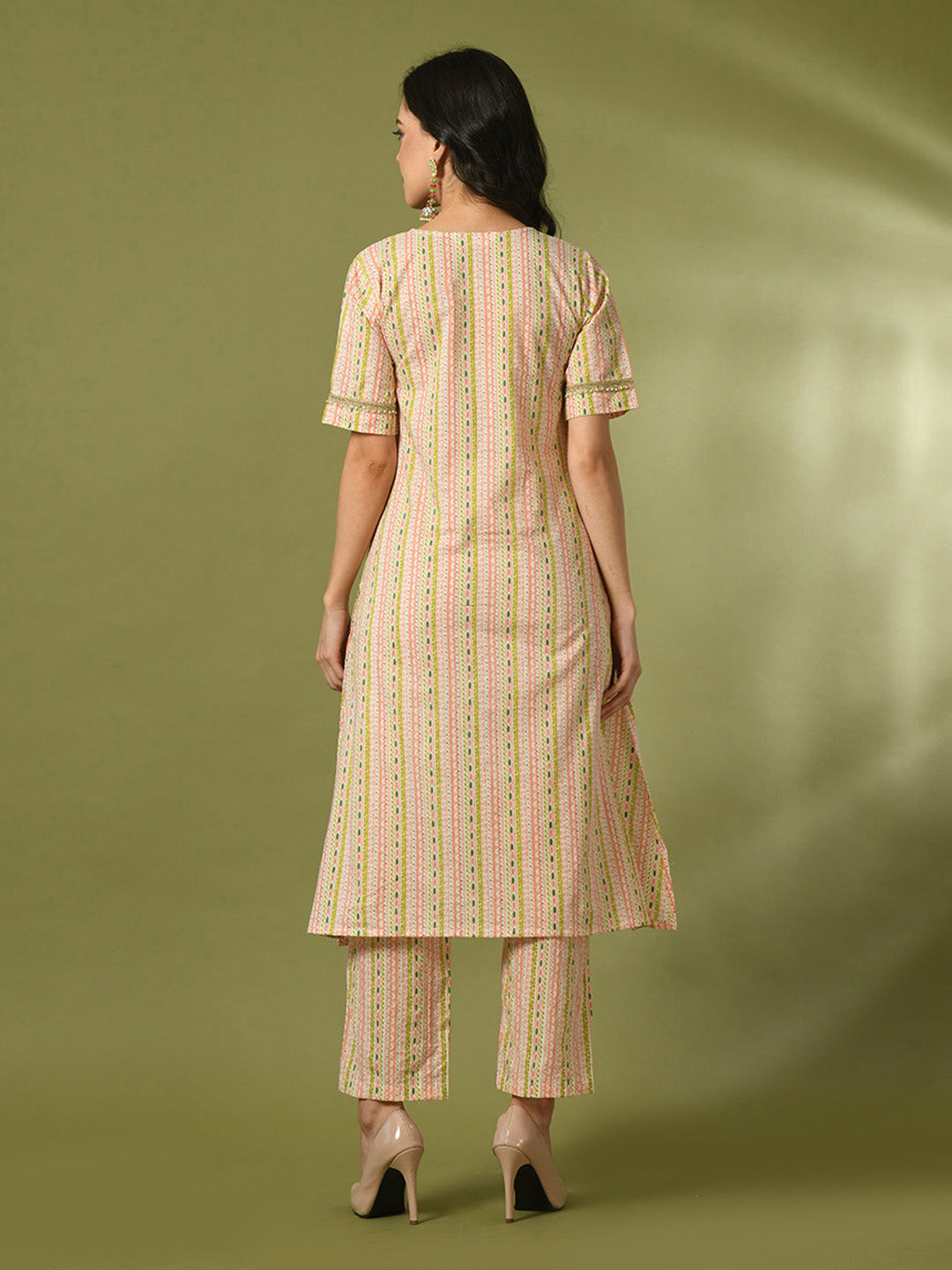 Women's Multi Printed Cotton Straight Party Kurta Sets - Myshka
