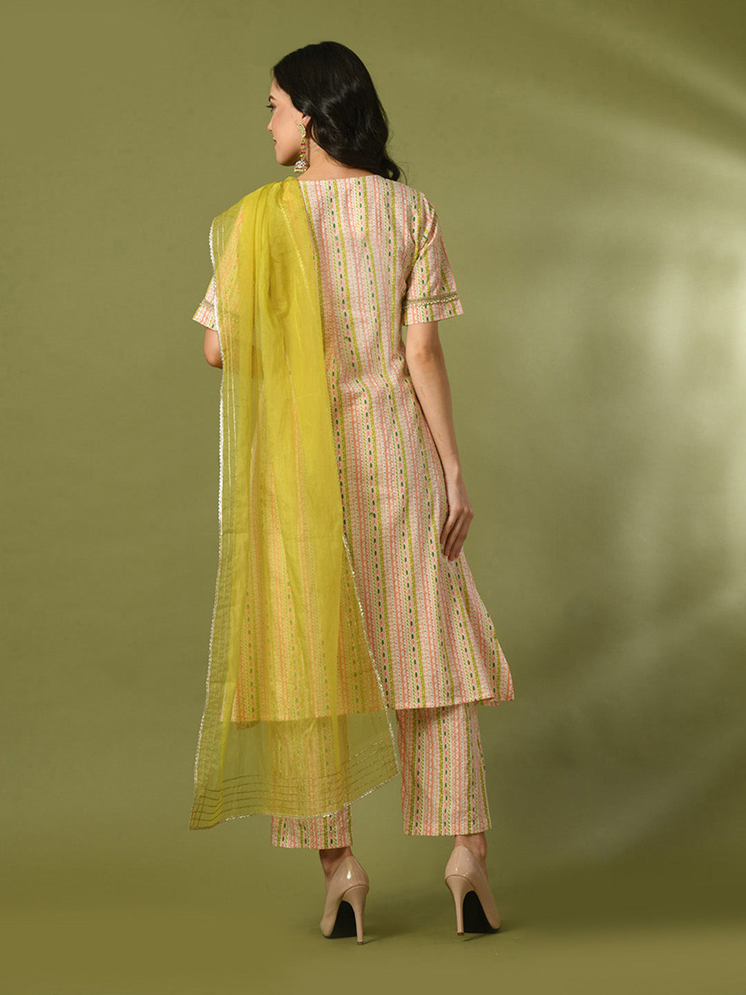 Women's Multi Printed Cotton Straight Party Kurta Sets With Dupatta - Myshka