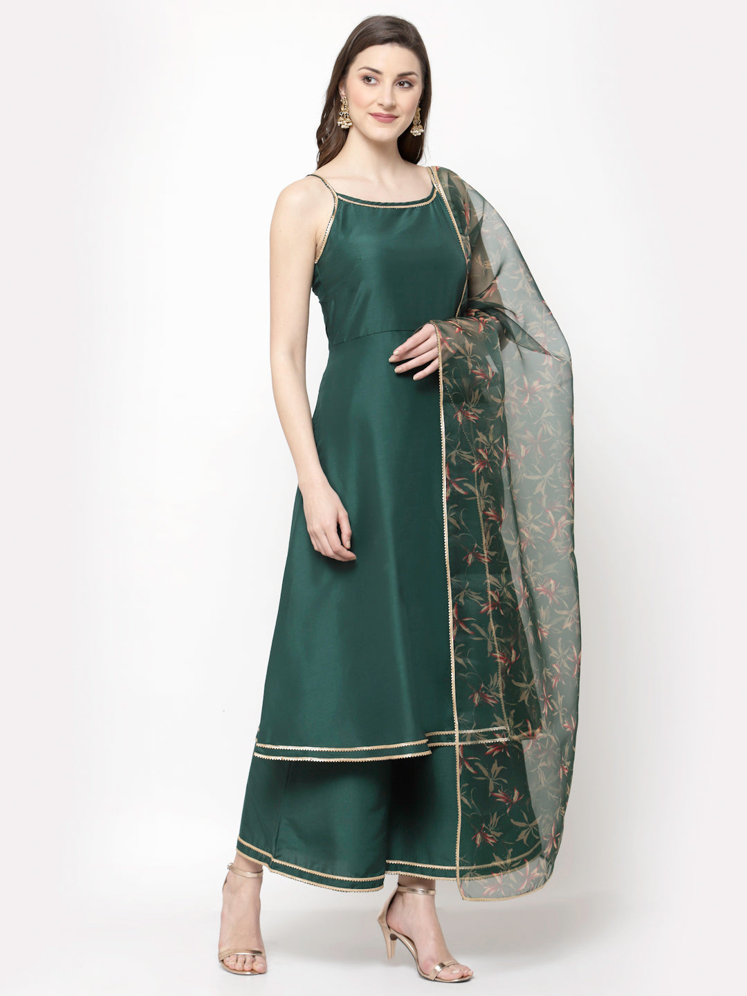 Myshka Women's Silk Palazzo Kurta Set With Dupatta