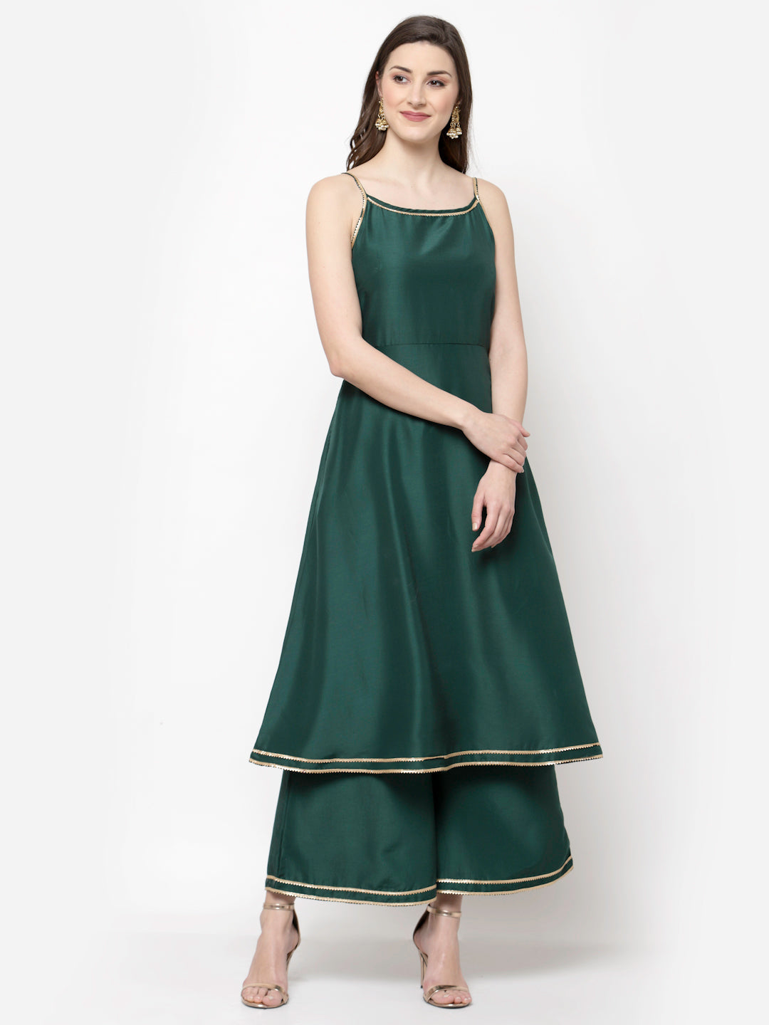Myshka Women's Silk Palazzo Kurta Set With Dupatta