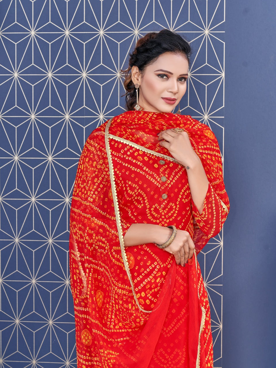 Women Red Georgette Suit Set