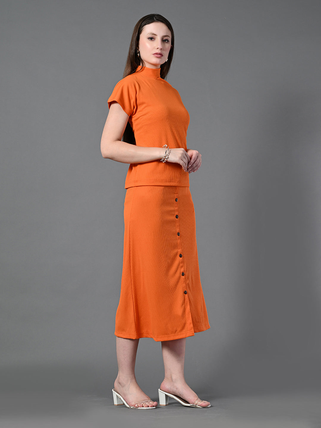 Myshka Women's Orange colour Co-ord set