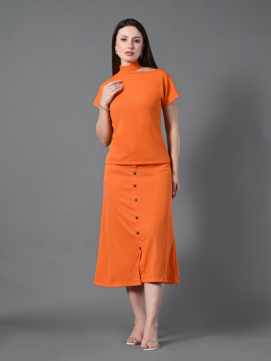 Myshka Women's Orange colour Co-ord set
