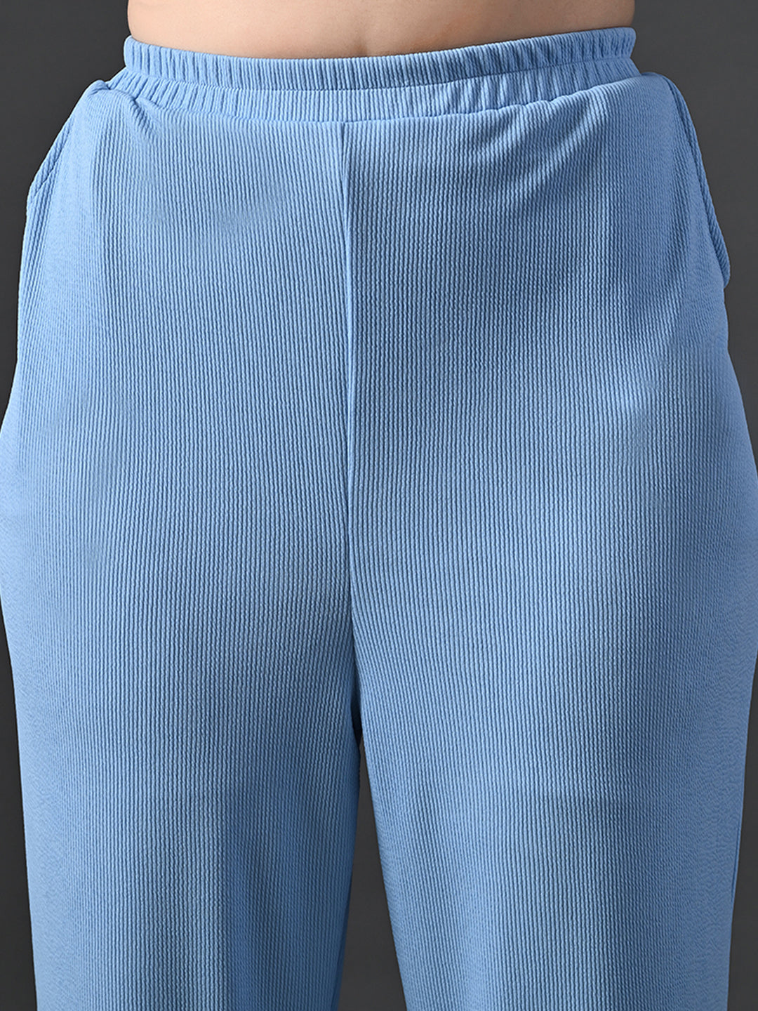 Myshka Women's Blue Ribbed Cord Set