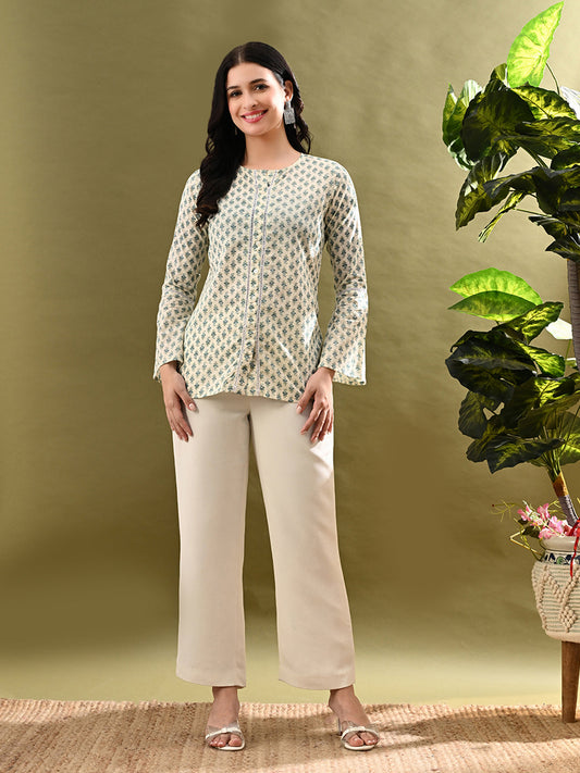 Myshka Women's Multi Printed Tunic With Lace