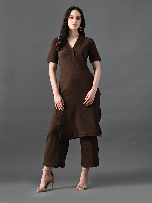Myshka Women's Coffe Brown Kurta Set