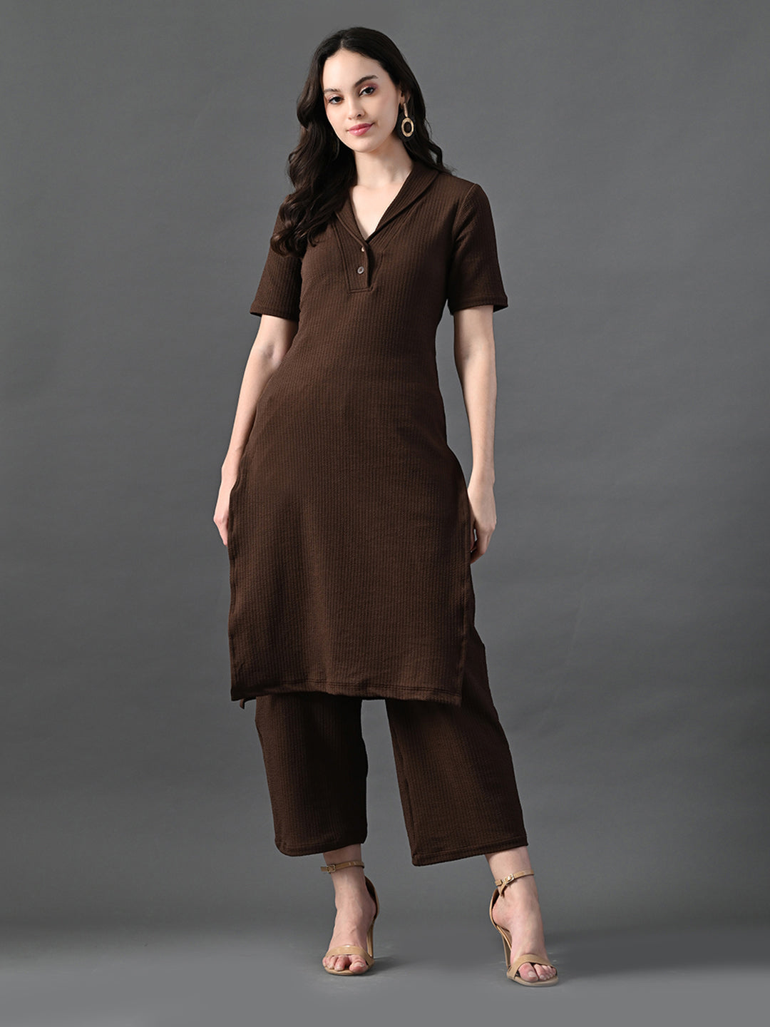 Myshka Women's Coffe Brown Kurta Set