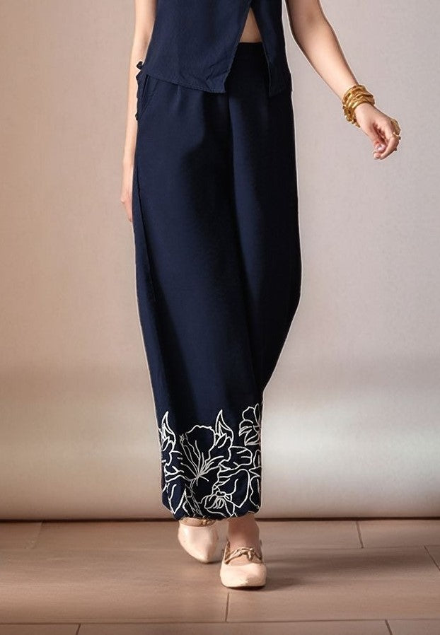 Myshka Women Blue Formal Flared Trouser