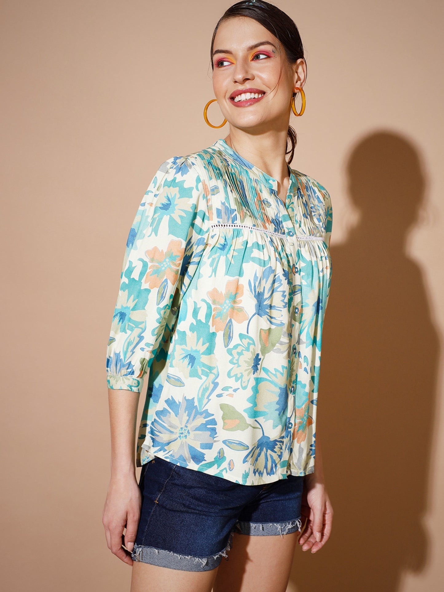 Women's Multi Floral Tops Myshka