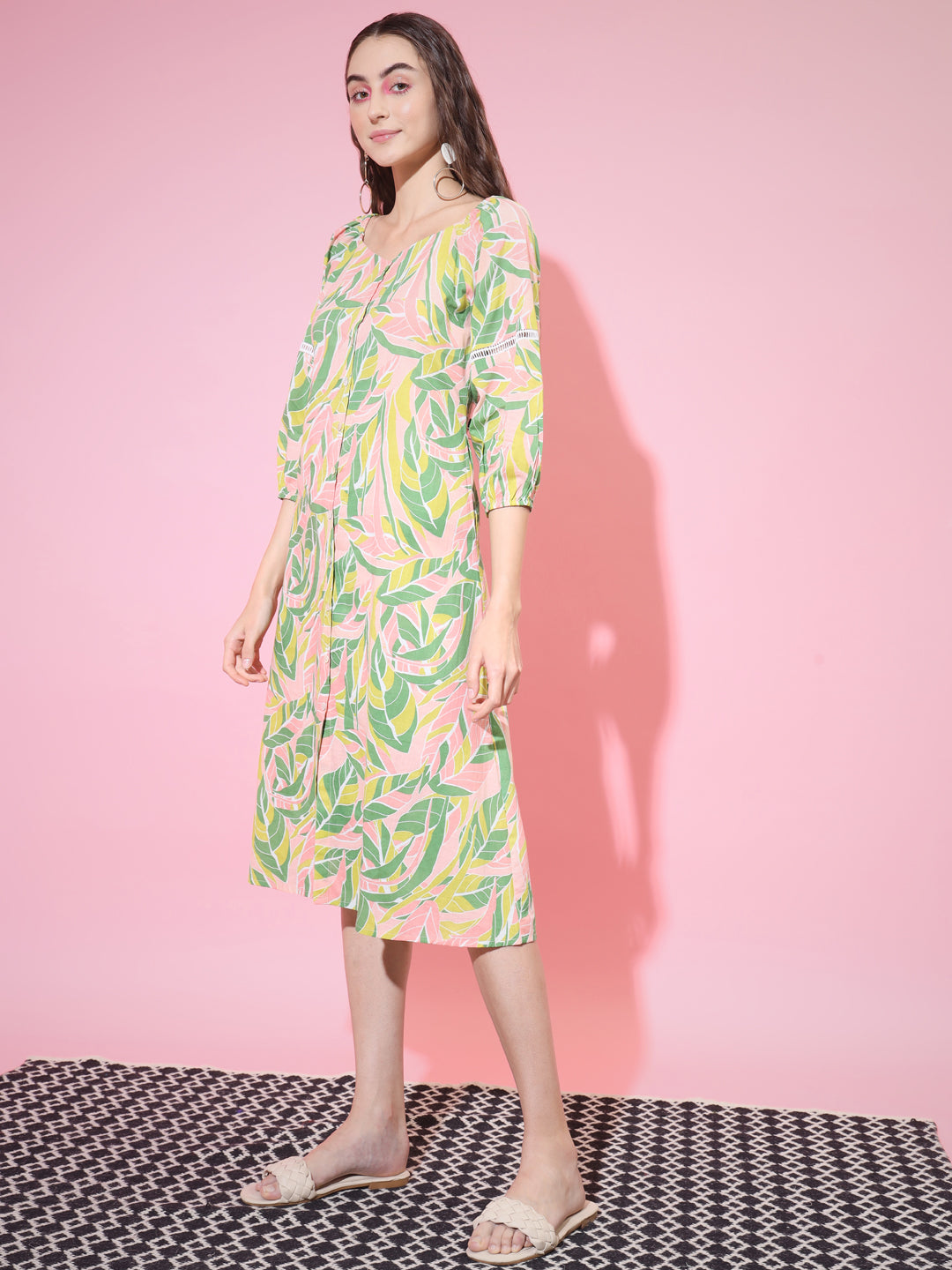 Women's Multi Abstract Printed A-Line Dress Myshka