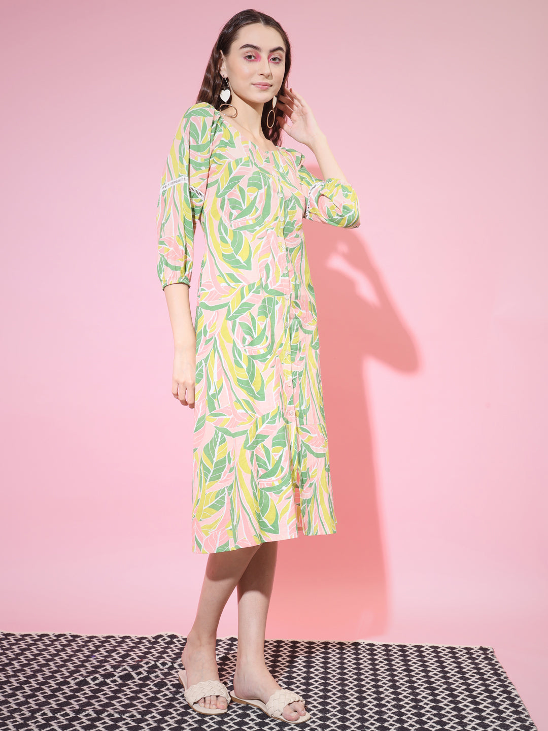 Women's Multi Abstract Printed A-Line Dress Myshka