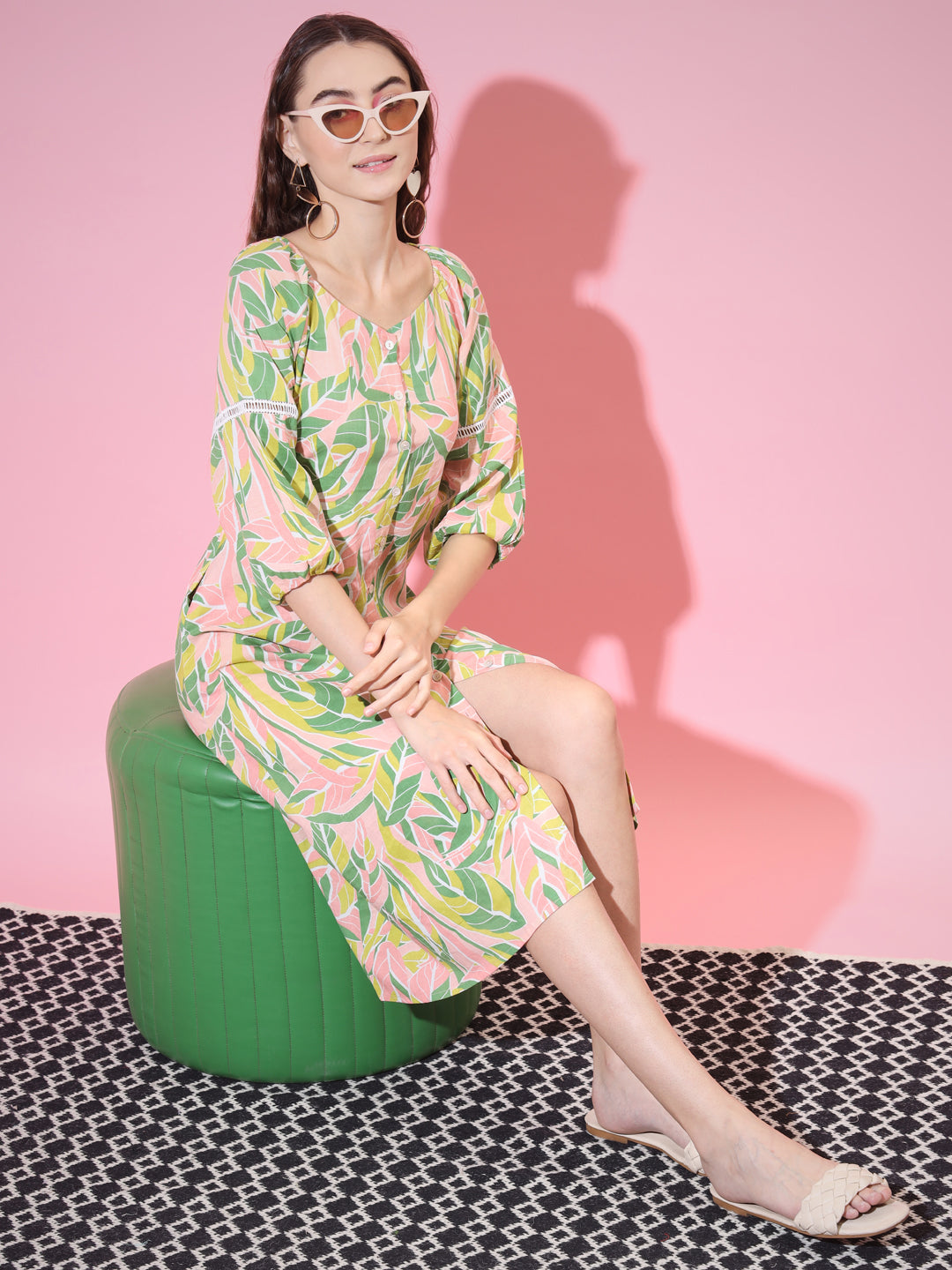 Women's Multi Abstract Printed A-Line Dress Myshka