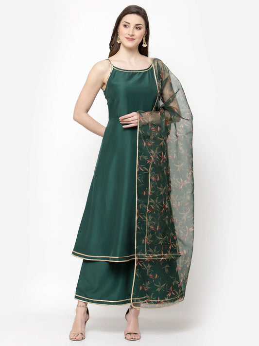 Women's Silk Palazzo Kurta Set With Dupatta